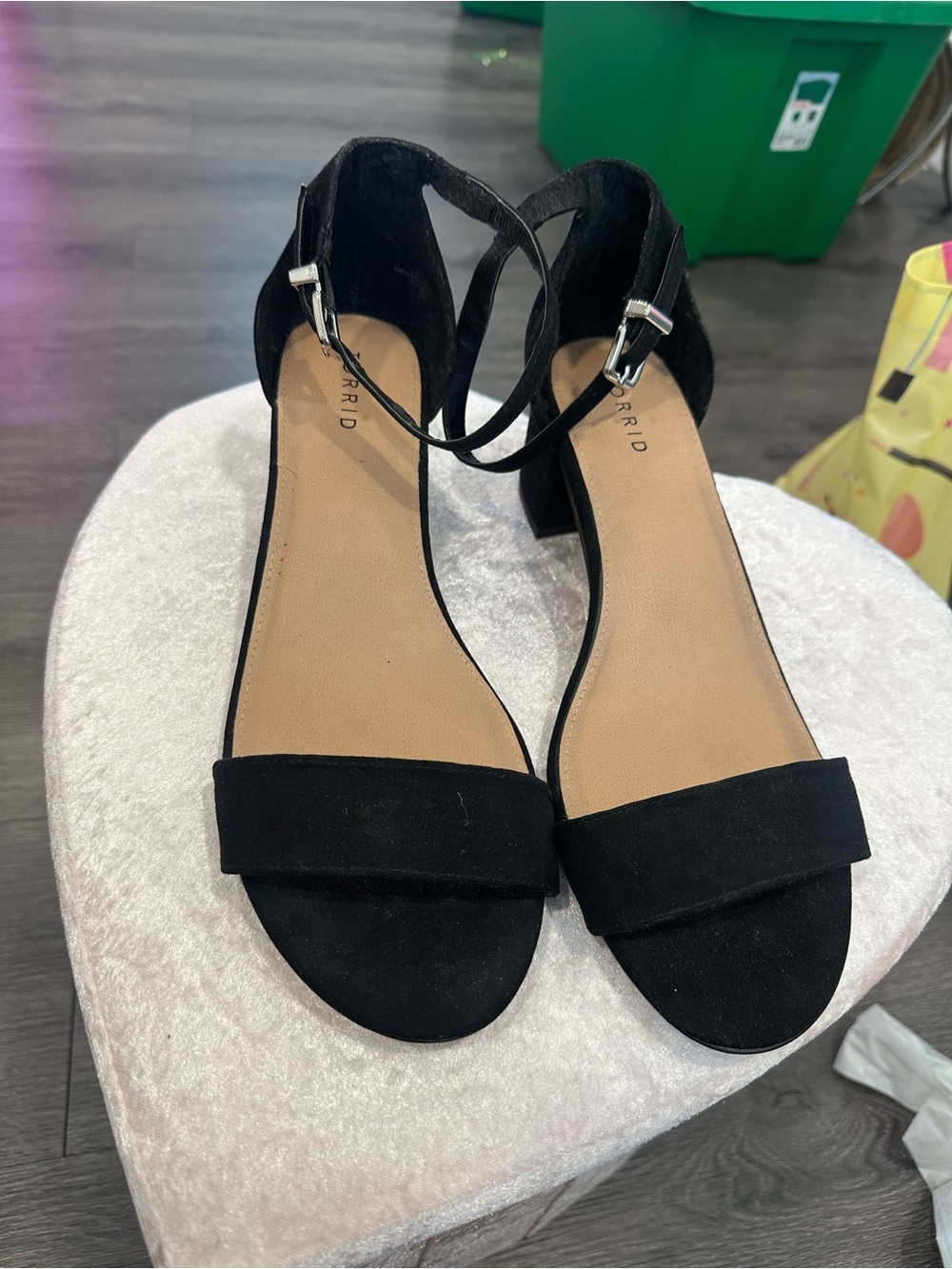 torrid Black Suede Ankle Strap Block Sandals